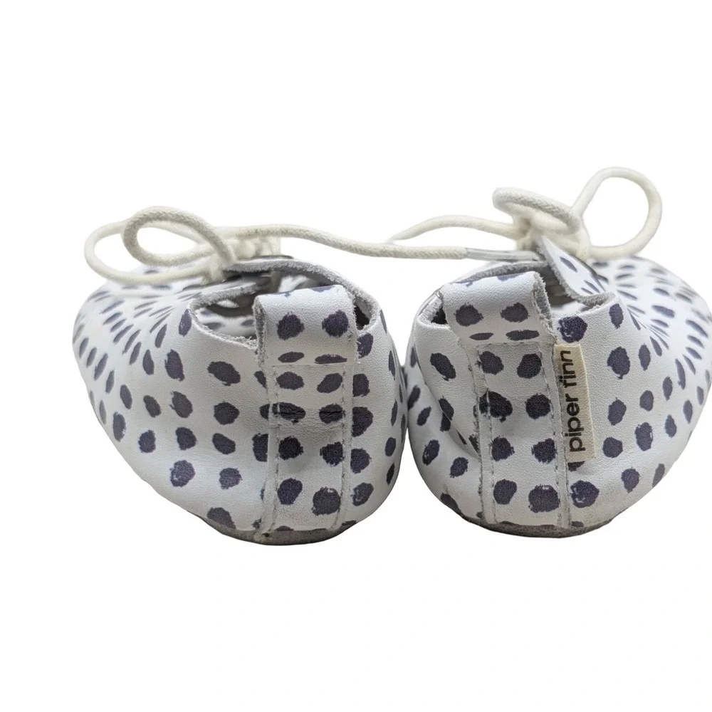 Piper Finn Baby Moccasins Size 3 Purple Polka Dot Leather Shoes + Bag
